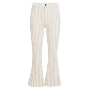 FRAME Le Bardot Striped Kick Flare Jeans Size 24 Courtyard Raw Frayed Hems Crop
